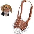 thumbnail image 1 of Anti-Biting Anti-Barking Metal Dog Muzzle, Adjustable Training Basket Muzzle for Medium and Large Dogs, Breathable Wire Muzzle for Safe Drinking and Panting, Black/Brown, 1 of 7