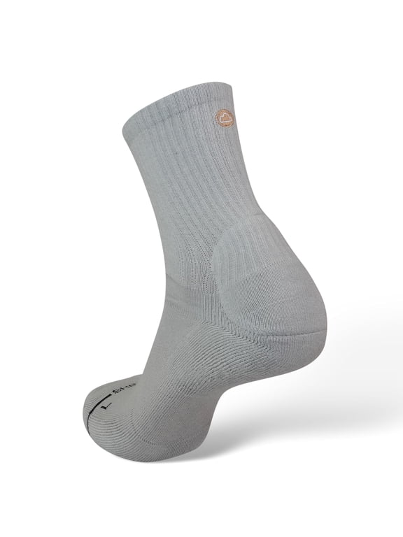 Anti-Blister Cushioned Heel Padded Sock - For Breaking in Boots, Dress Shoes, Sneakers - Breathable, Moisture Wicking Gray Small Crew Length- As Seen on TikTok