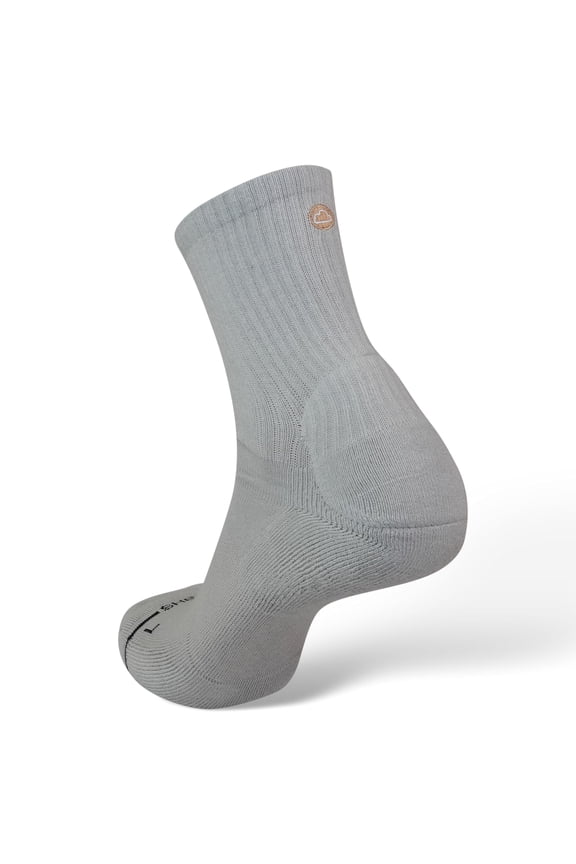 Anti-Blister Cushioned Heel Padded Sock - For Breaking in Boots, Dress Shoes, Sneakers - Breathable, Moisture Wicking Gray Small Crew Length- As Seen on TikTok