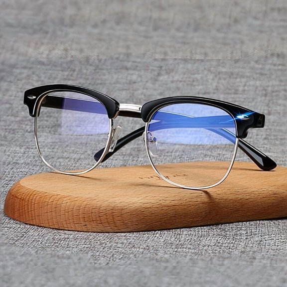 Anti-Blue Light Glasses - Black Metal Frame with Anti-Eye Strain Lens, Modern Y2K Computer Glasses for Men & Women, Lightweight Metal Frame Eyewear with, Compatible with Smartphones, Tablets