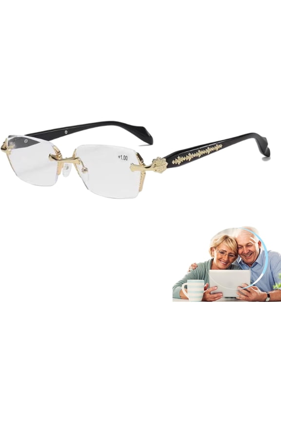 Anti Blue Light Rimless Readingglasses Fashion Women Men Diamond, Rimless Blue Light Glasses, Ultra Light Frameless