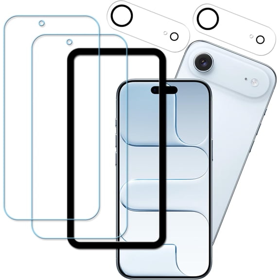 Anti Blue Light Screen Protector For iPhone Air Tempered Glass Film 2-Pack with Camera Lens Protector 2-Pack Easy Alignment Tool