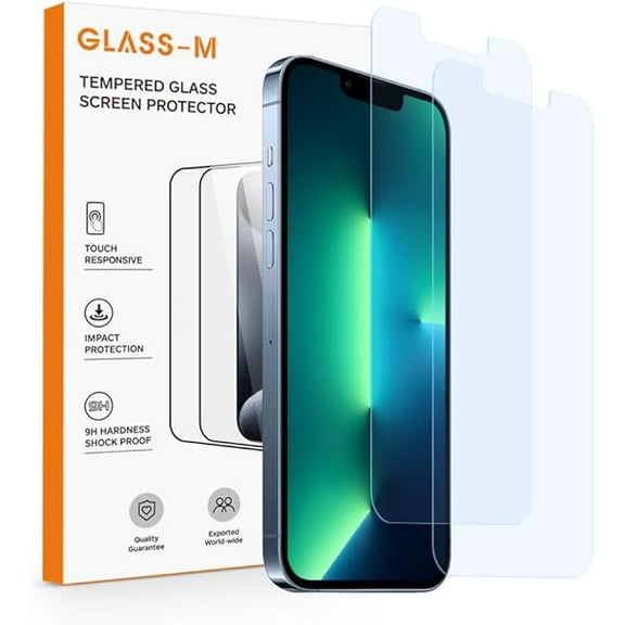 Anti-Blue Light Screen Protector for iPhone 13 / iPhone 13 Pro/iPhone 14, Eye Protection 9H Tempered Glass, Blue Ray Blocking Glass Screen Cover - 2 Pack