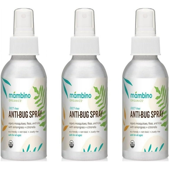 Mambino Organics DEET Free Organic Insect Repellent Spray, 4 oz, 3 Pack