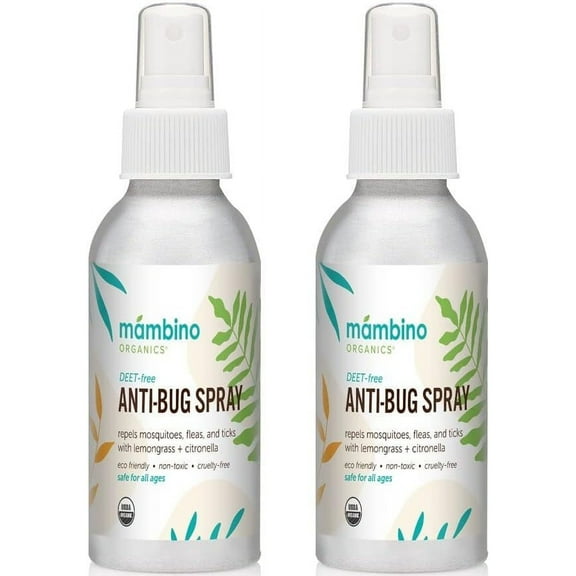 Anti-Bug Spray DEET-Free  Organic, All-Natural Bug Spray Travel Size Made with Nourishing Essential Oils  Bug Repellent for Babies, Kids, Adults, Camping, & More by Mambino Organics, 2-Pack, 4 Oz