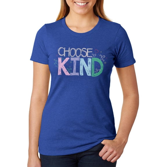 Anti-Bully Choose Kind Sketch Juniors Soft Heather T Shirt Heather Royal 2XL