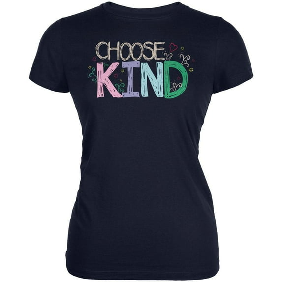 Anti-Bully Choose Kind Sketch Juniors Soft T Shirt Navy SM