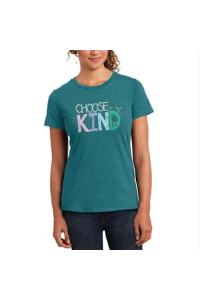 Anti-Bully Choose Kind Sketch Womens Soft Heather T Shirt Heathered Teal LG