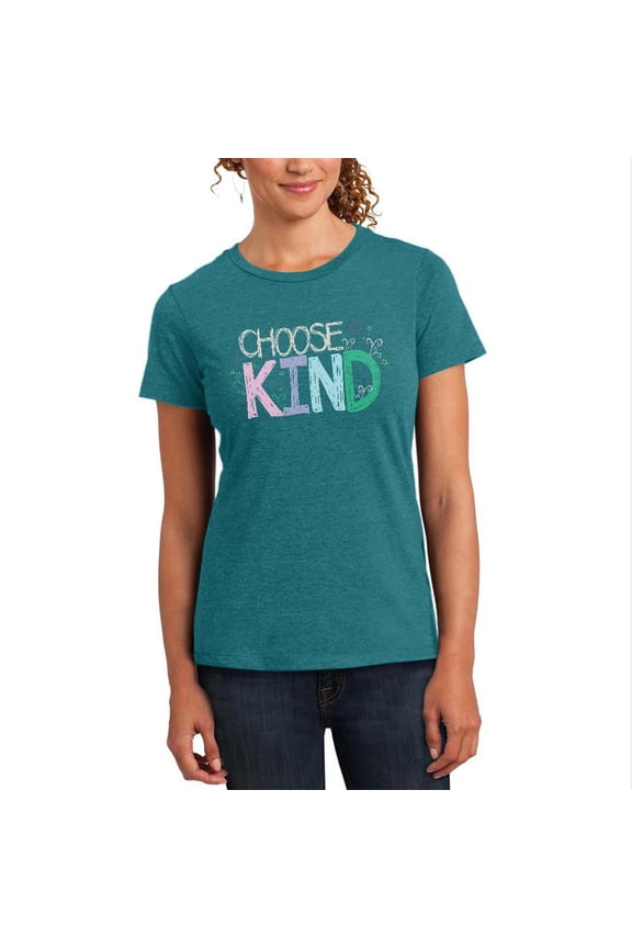 Anti-Bully Choose Kind Sketch Womens Soft Heather T Shirt Heathered Teal MD