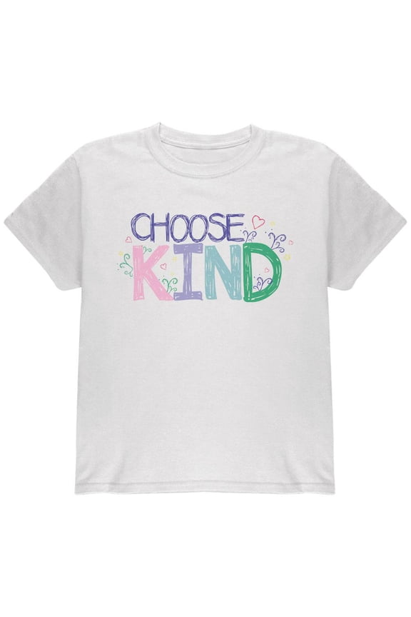 Anti-Bully Choose Kind Sketch Youth T Shirt White YLG