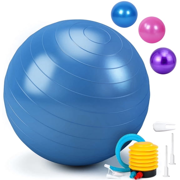 Anti-Burst Exercise Ball, Extra Thick Yoga Ball with Quick Pump, 55cm Stability Ball for Fitness, Pregnancy Birthing & Office Ball Chair