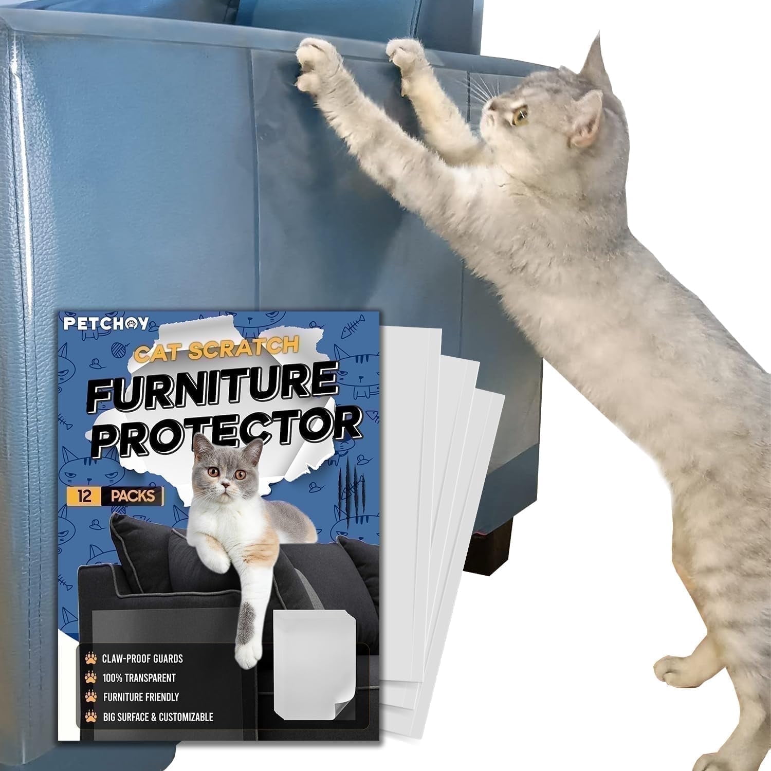 Anti Cat Scratch Furniture Protector-12 Pack Single Side  display picture 1