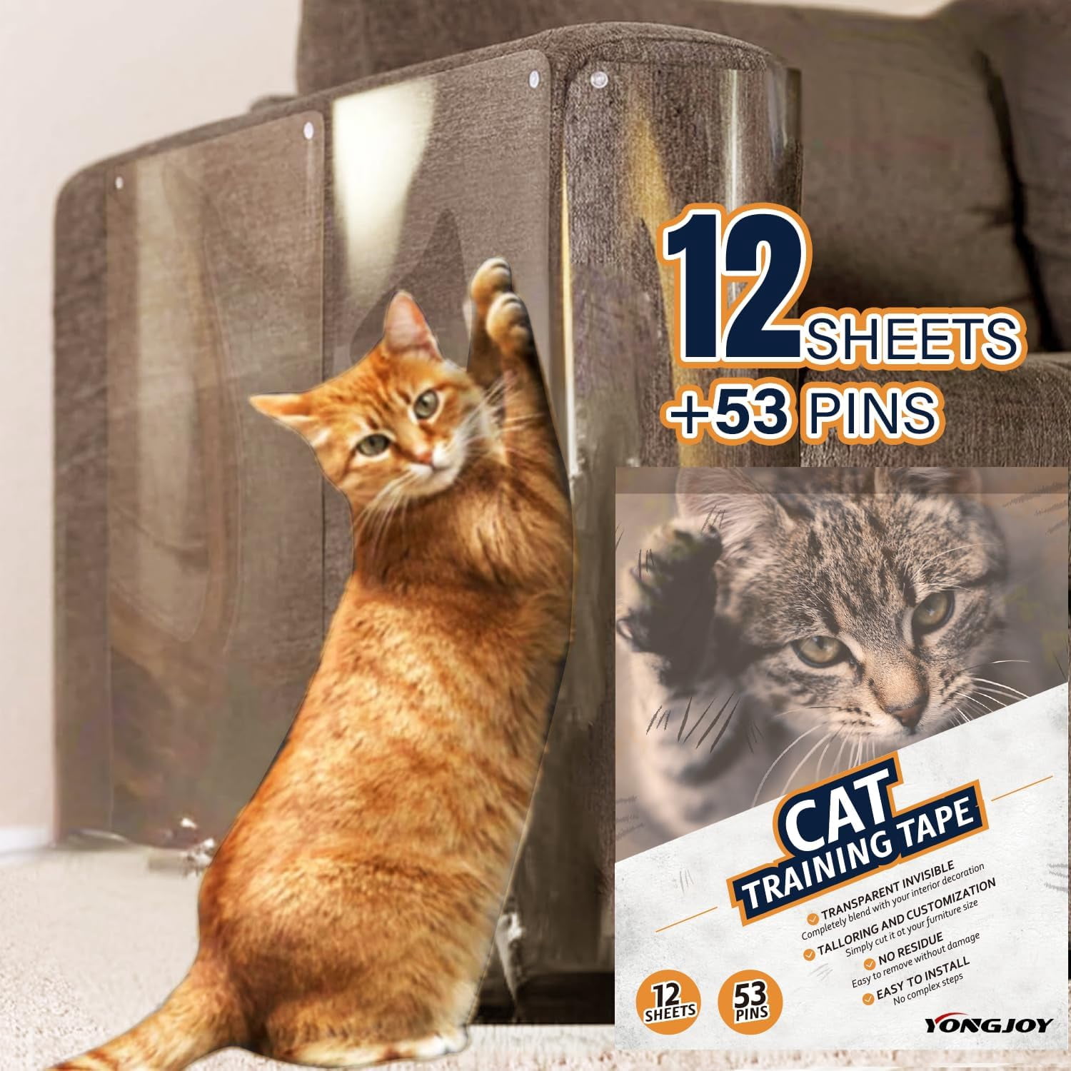 Corner Couch 12-Pack Clear Cat Scratch Furniture Protectors  display picture 1