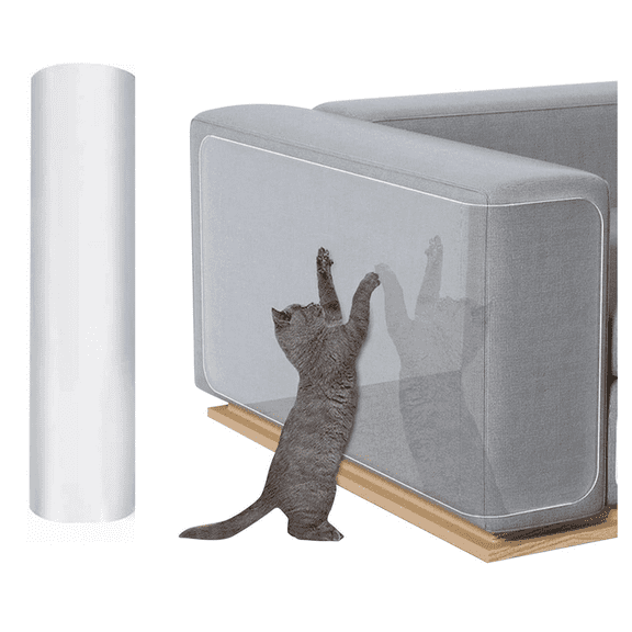 Anti Cat Scratch Furniture Protector, Thickened Vinyl Single-Sided Sticky Couch Protector for Cats Dogs, Flexible Couch Corner Guard Under Cats Claw, Cat Scratch Deterrent Tape