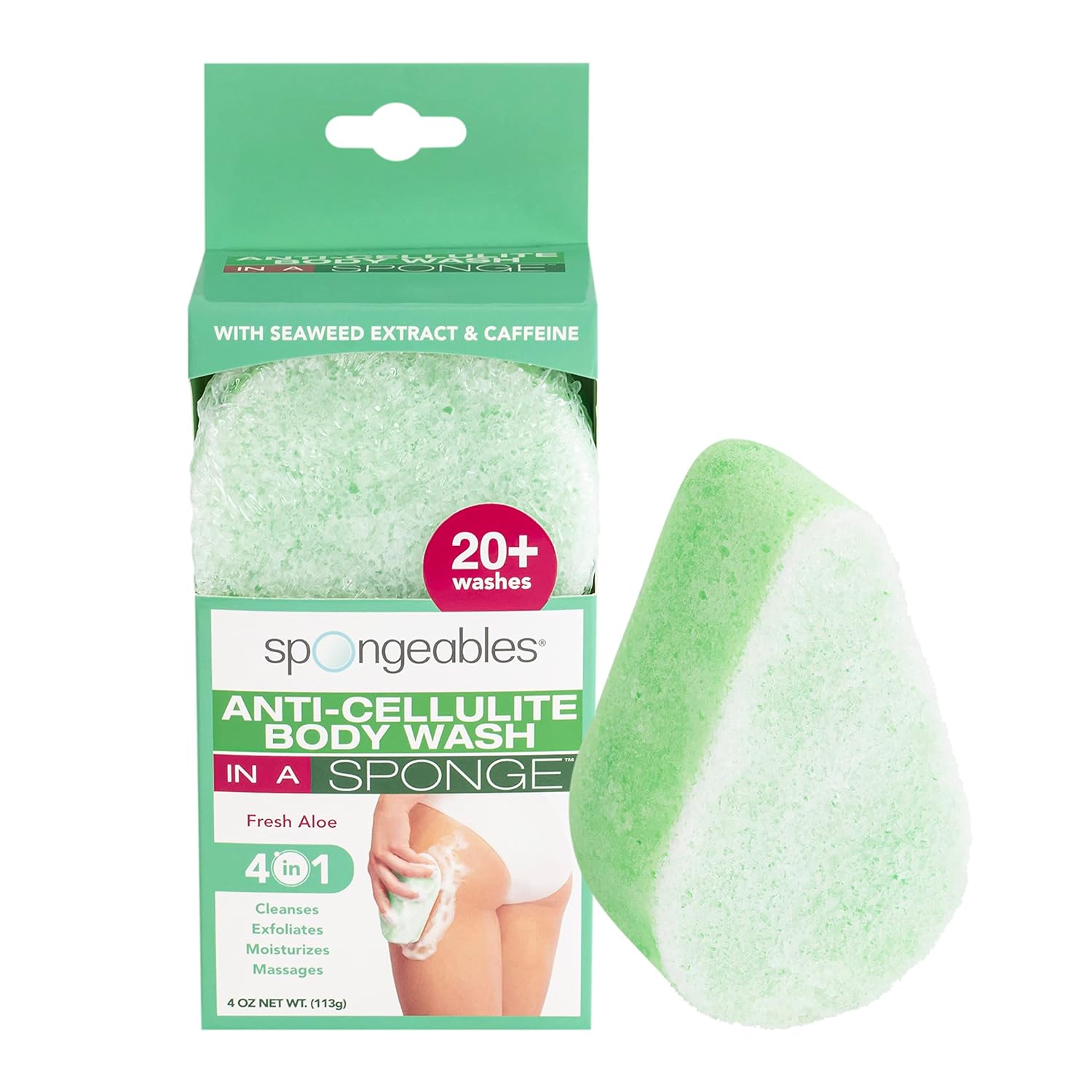 Anti Cellulite Body Wash In A 20+ Wash Sponge, Aloe, 1 Count