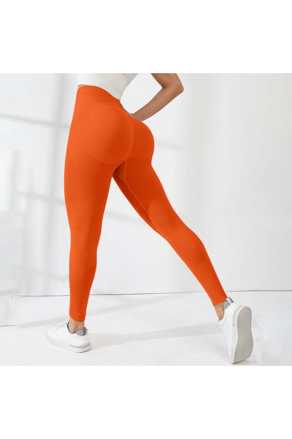 Anti Cellulite Compression 3D Leggings Women Butt Lifting Tummy Control with Resistance Bands Gym Yoga Pants Orange XL