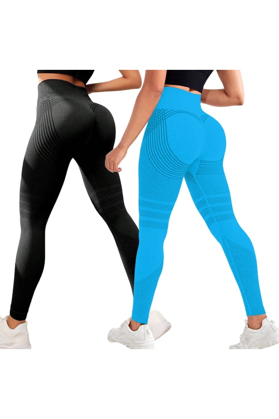 Anti Cellulite Leggings 2 Pack Womens 3D High Waist Butt Lifting Tummy Control Fitness Pants Yoga Gym Workout Legging Royal Blue 2XL
