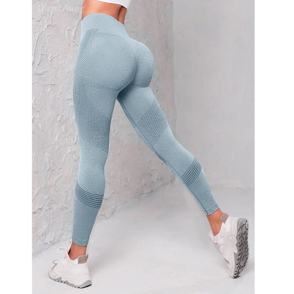Anti Cellulite Leggings, 3D Leggings Compression Leggings for Women, Seamless Scrunch Butt Lift Yoga Pants Sky Blue L
