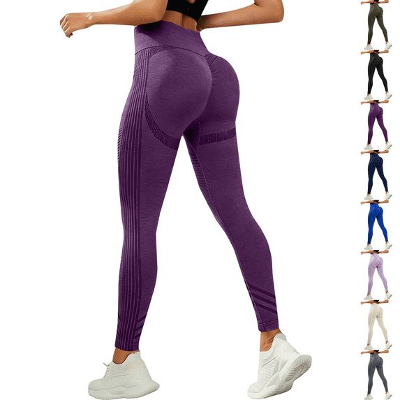 Anti Cellulite Leggings Womens Butt Lifting Tummy Control Resistance Bands Leggings Compression 3D Workout Pants Dark Purple XL