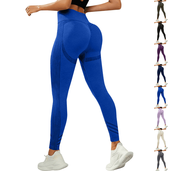 Anti Cellulite Leggings Womens Butt Lifting Tummy Control Resistance Bands Leggings Compression 3D Workout Pants Royal Blue M