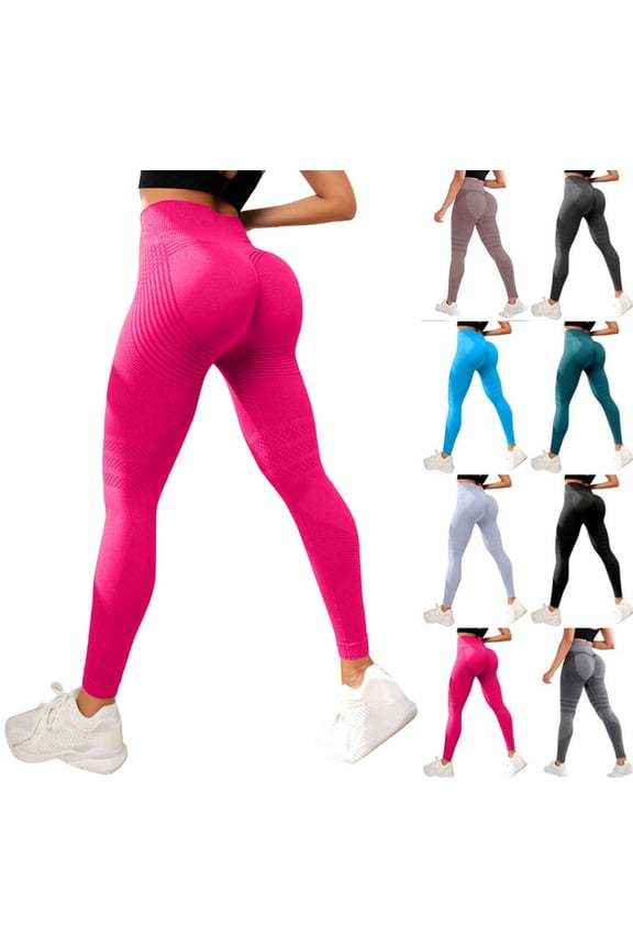 Anti Cellulite Leggings for Women, 3D Butt Lifting, Tummy Control, Compression, Breathable Yoga & Workout Pants Hot Pink 4XL