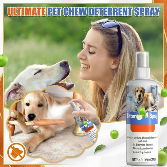 Anti Chew Bitter for Dogs, 4 Oz Bottle, Puppy Training to Stop Chewing Furniture and Household Items