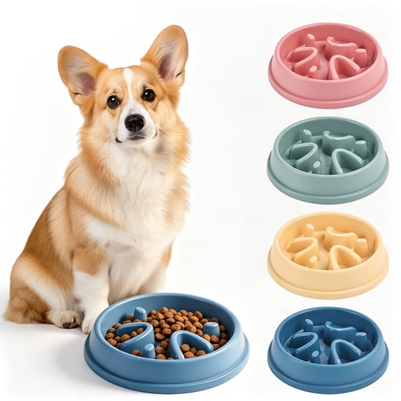 Anti-Choke Slow Feeder Dog Bowl,Non-Slip Puzzle Feeding Dish to Reduce Bloat & Fast Eating,Durable Eco-Friendly Bowl for Small & Medium Dogs,Yellow,Yellow
