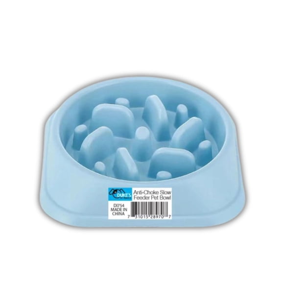 Anti-Choke Slow Feeder Pet Bowl Blue - Maze Design Dog Cat Food Bowl Prevents Bloat & Gulping - Non-Slip Ceramic Slow Eating Dish for Healthy Digestion