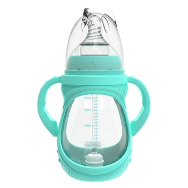 Anti-Colic Bottles - Baby Bottles Glass - Newborn Set with Natural Rubber, Slow-Flow Bottle Nipples - Borosilicate Glass