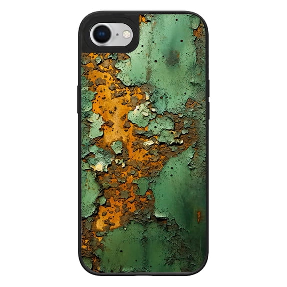 Anti-Collision Protective Retro Rusty Green Phone Case for iPhone XR 7 8 SE 11 12 13 Mini 13 14 15 16 Pro Max Phone Case, Black