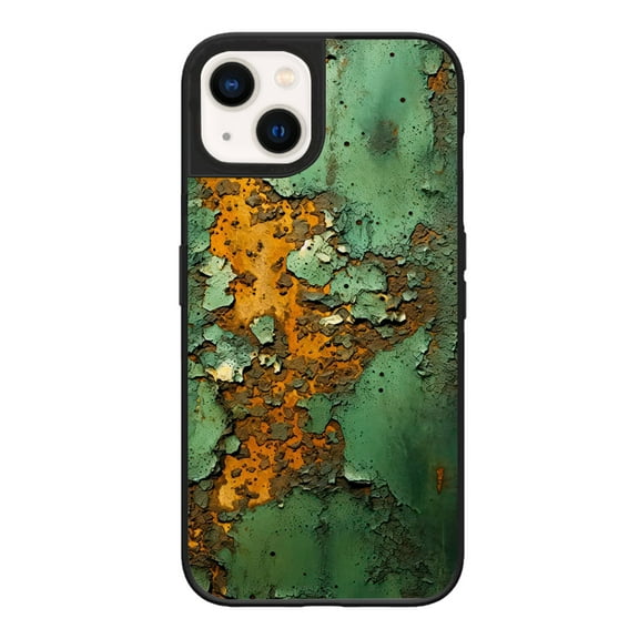 Anti-Collision Protective Retro Rusty Green Phone Case for iPhone XR 7 8 SE 11 12 13 Mini 13 14 15 16 Pro Max Phone Case, Black