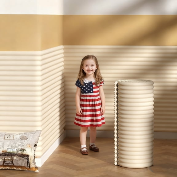 Anti Collision Wall Padding, Padded Wall Panels 3D Self Adhesive DIY Headboard for Playroom Nursery Bedroom Living Room Corner Guards(15.8 x 39.3 Inch,Beige)