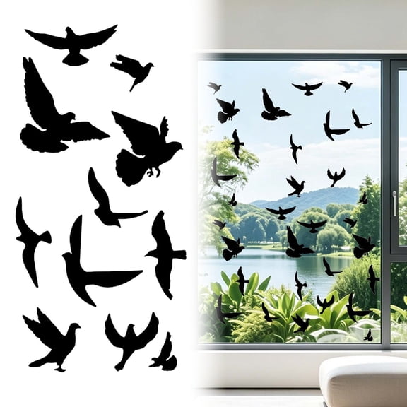 Anti‑Collision Window Decals, Window Clings for Glass Windows, Window Stickers for Glass, Bird Static Cling Glass Stickers, No‑Adhesive Bird Strike Prevention Window Decal 1 Sheet