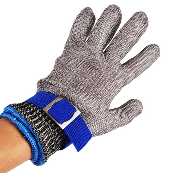 Anti-Cut Fishing Glove Safety Cut Proof Stab Resistant Stainless Steel Metal Mesh Butcher Glove Level 5 Protection Glove Silver L