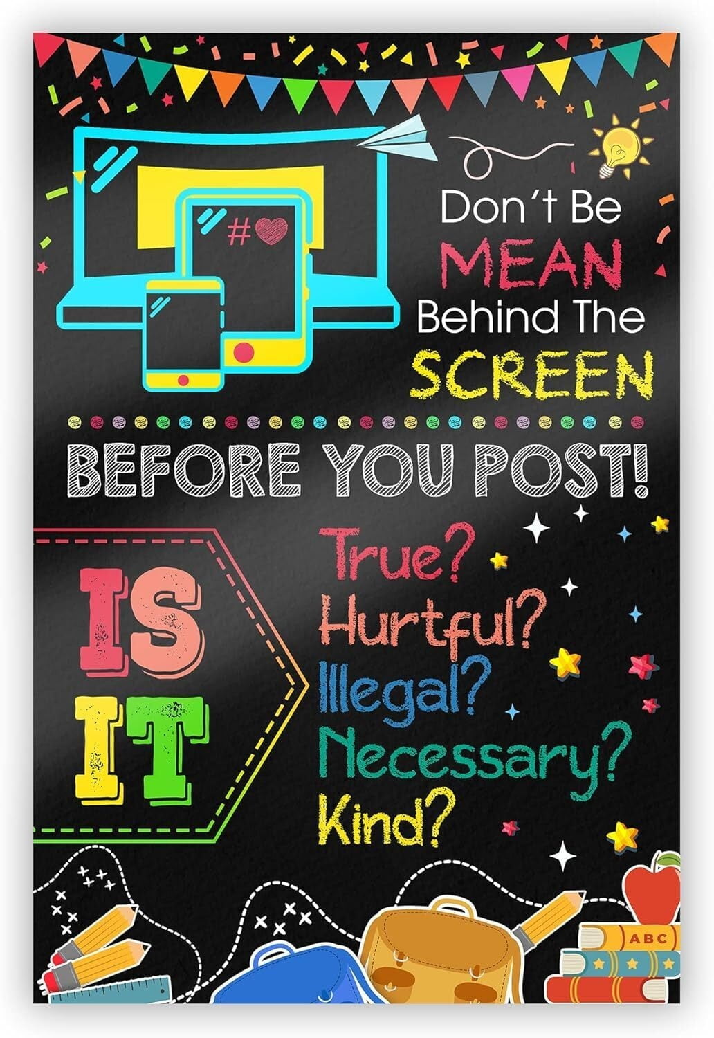 Anti Cyber Bully Poster Classroom Decor Counselor Office Poster ...