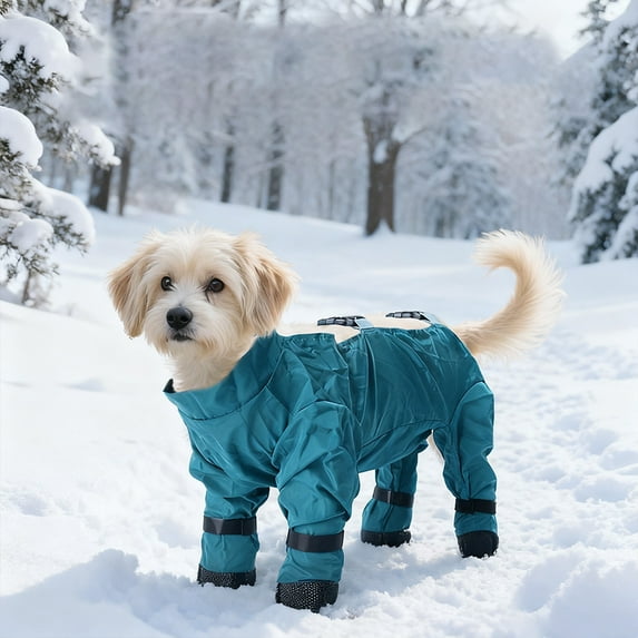 Anti Dirt Dog Pants, Waterproof Pet Rain Boots, Puppy Snow Shoes for Winter, Anti- Rain/Snow Boots with Adjustable Suspenders for Small, Medium-Sized Dog (Green S)