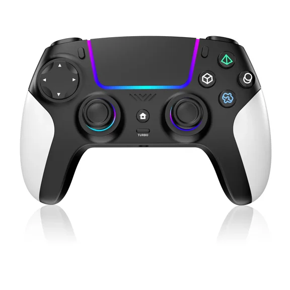 Anti-Drift PS-5 Pro Controller Hall Effect 7 RGB Colors Dual Vibration Turbo 6 Axis Gyro Programmable Headset Jack 1500mAh Battery Wired Adjustable Gamepad for PS5 Pro PC MAC iOS Android10