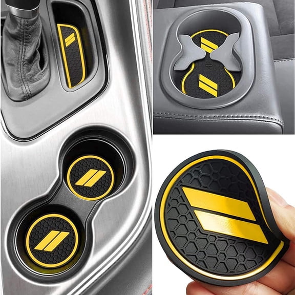 Anti Dust Mats for Accessories 2015 2016 2017 2018 2019 2020 2021 2022 2023,Custom Fits Cup Holder Liners Mats Door Pocket Center Console Liners, 11 count/kit (Yellow)