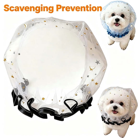 Anti Eating Cover for Small Dog and Cats Dogs, Head Protector, Cat Face Guard Head Net Mesh Snood, Prevent Thorns Sticks Rocks _ Black
