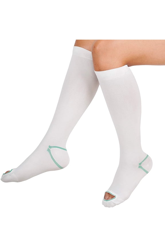 Anti Embolism Compression Stockings, Knee High Unisex Ted Hose Socks 15-20 mmHg Moderate Level(Large)