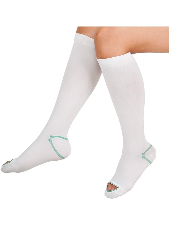 Anti Embolism Compression Stockings, Knee High Unisex Ted Hose Socks 15-20 mmHg Moderate Level(X-Large)