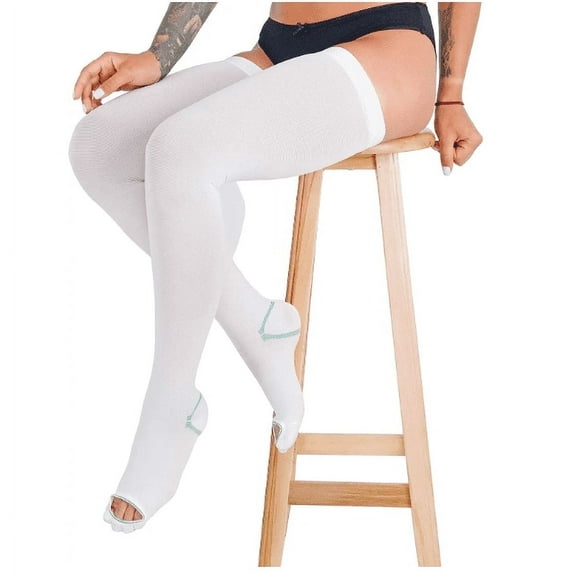 Ozmatip Thigh High Socks for Women Over the Knee High Stockings for Running, Travel, Cycling(X-Large, white, 1 Pair)