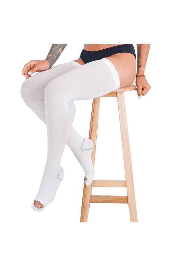 Thigh High Socks for Women Over the Knee High Stockings for Running, Travel, Cycling(X-Large, white, 1 Pair)