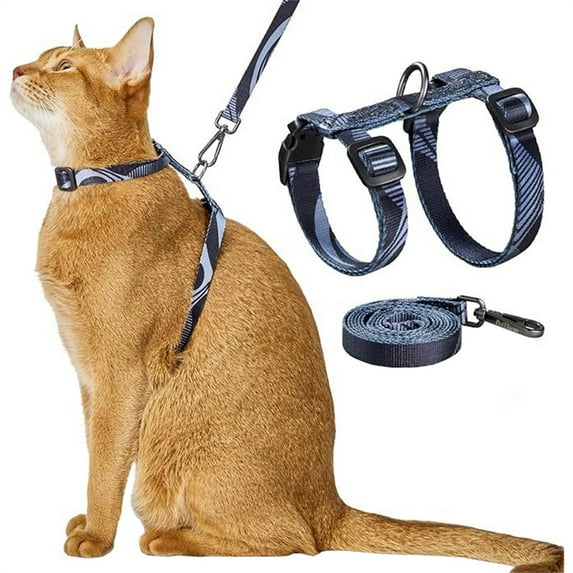 Anti-Escape Cat Harness and Leash Set, Adjustable H-Style Kitty Walking Harness with Quick Release Buckles, Soft Breathable Pet Lead for Small Cats, Kittens and Puppies