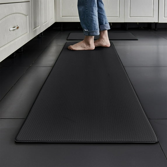 Anti Fatigue Cushion Kitchen Mat for Floor-Easy Clean, Water & Oil Proof, Anti Slip, Foam Rubber Runner Rug for Front Sink Comfort Standing(Black,17.7"×47.2")