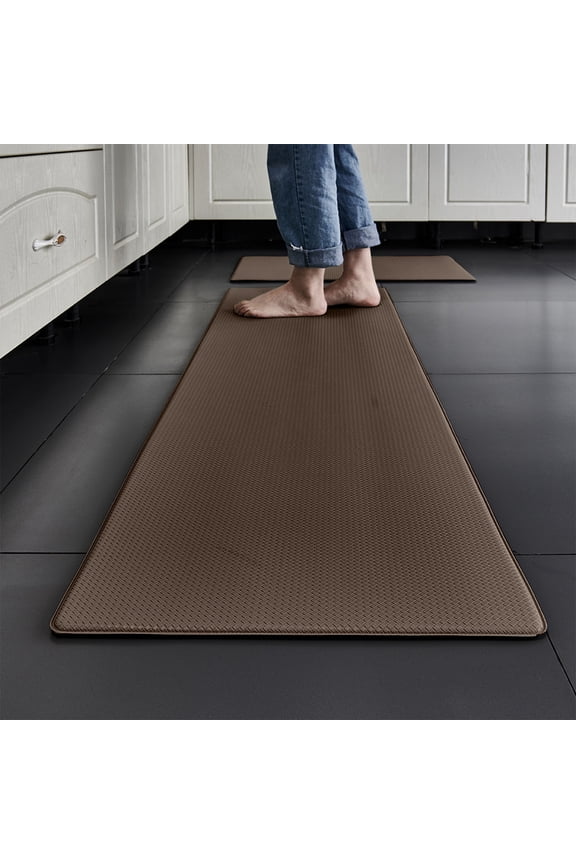 Anti Fatigue Cushion Kitchen Mat for Floor-Easy Clean, Water & Oil Proof, Anti Slip, Foam Rubber Runner Rug for Front Sink Comfort Standing(Brown,17.7"×29.5")