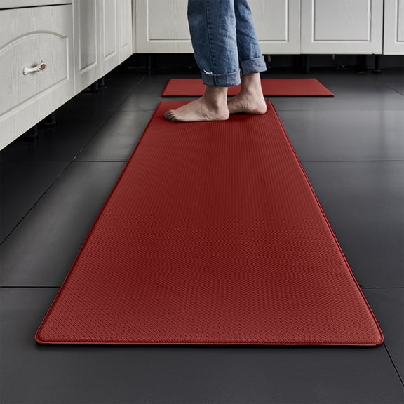 Anti Fatigue Cushion Kitchen Mat for Floor-Easy Clean, Water & Oil Proof, Anti Slip, Foam Rubber Runner Rug for Front Sink Comfort Standing(Red,17.7"×47.2")