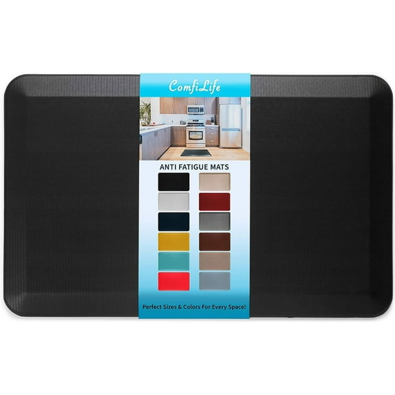 Anti Fatigue Floor Mat 3/4 Inch Thick Kitchen Mats for Floor, Standing Desk Mat, Kitchen Rug Comfort at Home, Office Durable Stain Resistant Non-Slip Bottom (20" x 32", Black)