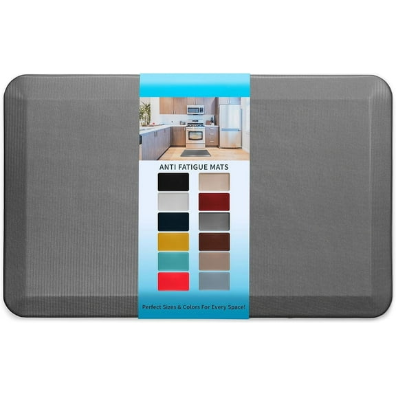 Anti Fatigue Floor Mat – 3/4 Inch Thick Kitchen Mats for Floor, Standing Desk Mat, Kitchen Rug – Comfort at Home, Office – Durable – Stain Resistant – Non-Slip Bottom (20" x 32", Black)