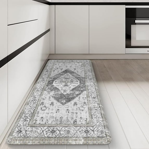 Anti Fatigue Grey Kitchen Rugs,17.3" x 47" Non-Skid Waterproof Vintage Kitchen Mats for Floor Cushioned,Comfort Thick Kitchen Floor Standing Mat for Front Sink,Laundry Floor